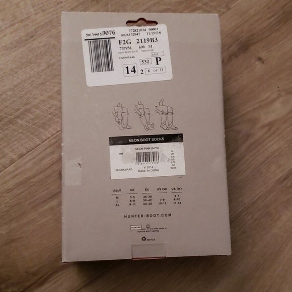 NWT Hunter Neon Pink Chic Feminine Casual Fleece Tall Welly Socks Size Medium - Picture 3 of 3